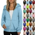 thumbnail image 1 of Inglocry Zip Up Hoodies for Women Drawstring Soft Jackets Casual Winter Sweatshirts with Pocket Beige XL, 1 of 5