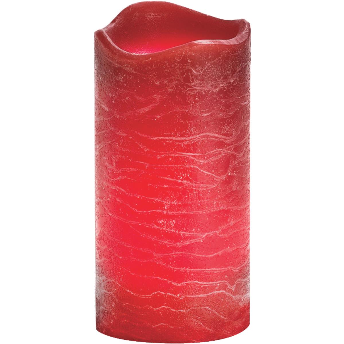 Inglow CGT55600CU45 Flameless Rustic Pillar Candle, 6", Red
