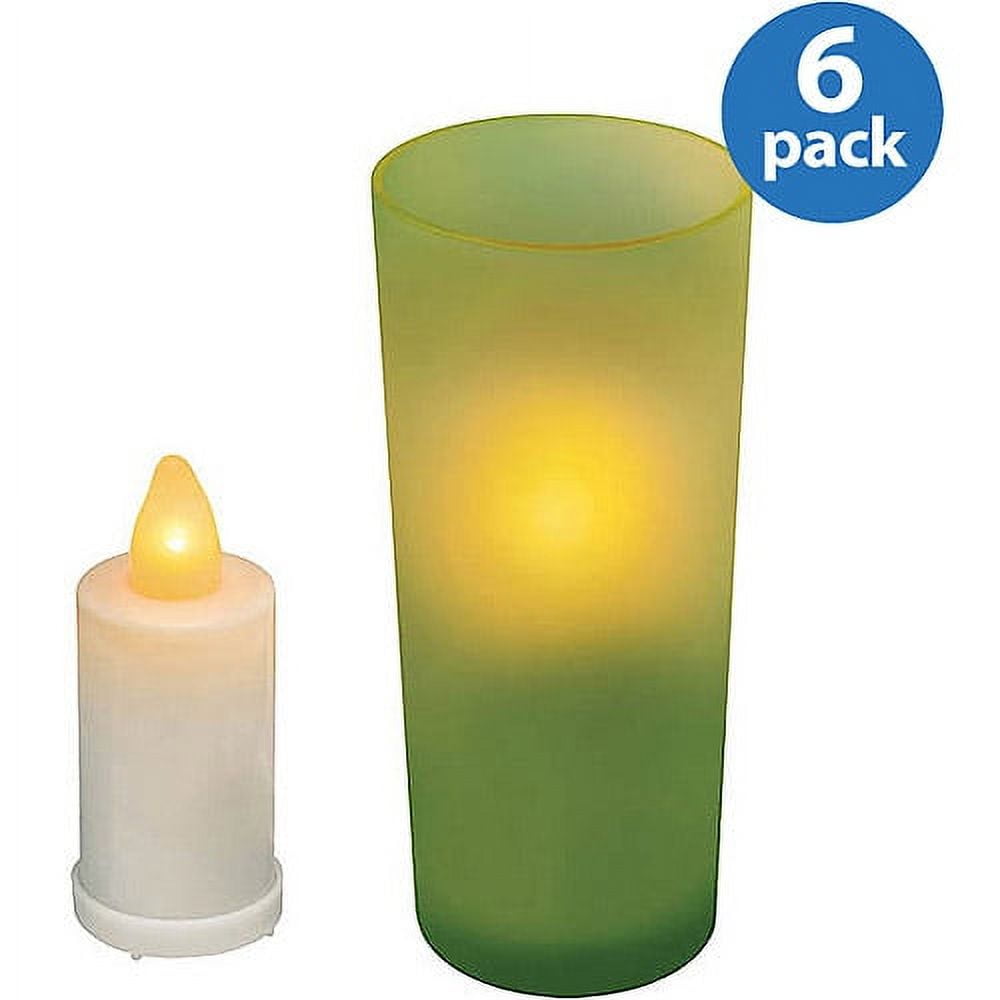 Inglow Flameless Frosted Glass Candle Holders with Plastic Votive