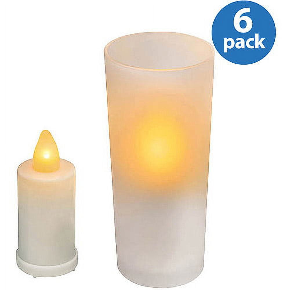 Inglow Flameless Round Pillar Candles, Apple Cinnamon, Set of 6