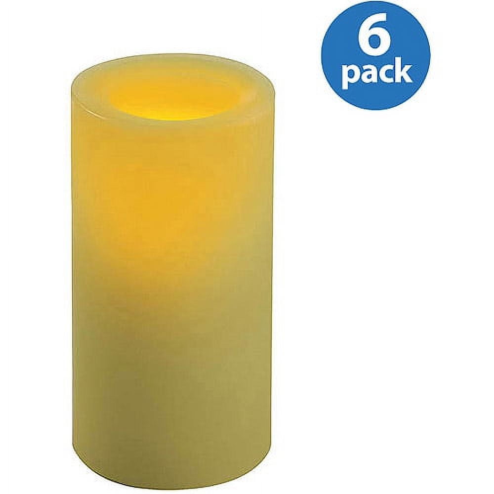 Inglow Flameless Round Pillar Candles, Citrus Sage, Set of 6