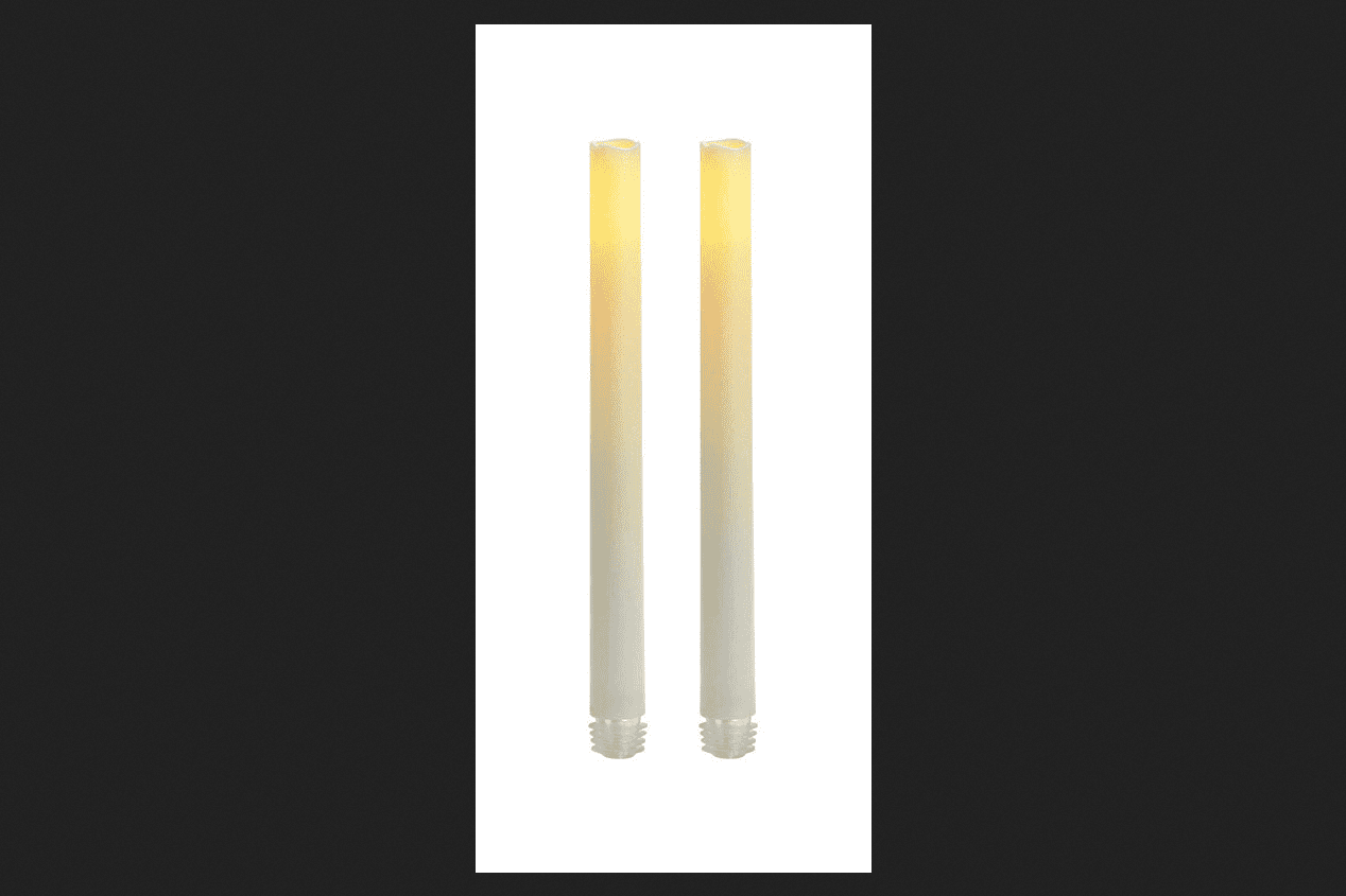 Inglow Taper White Flameless Candle 9 in. H 2 pk