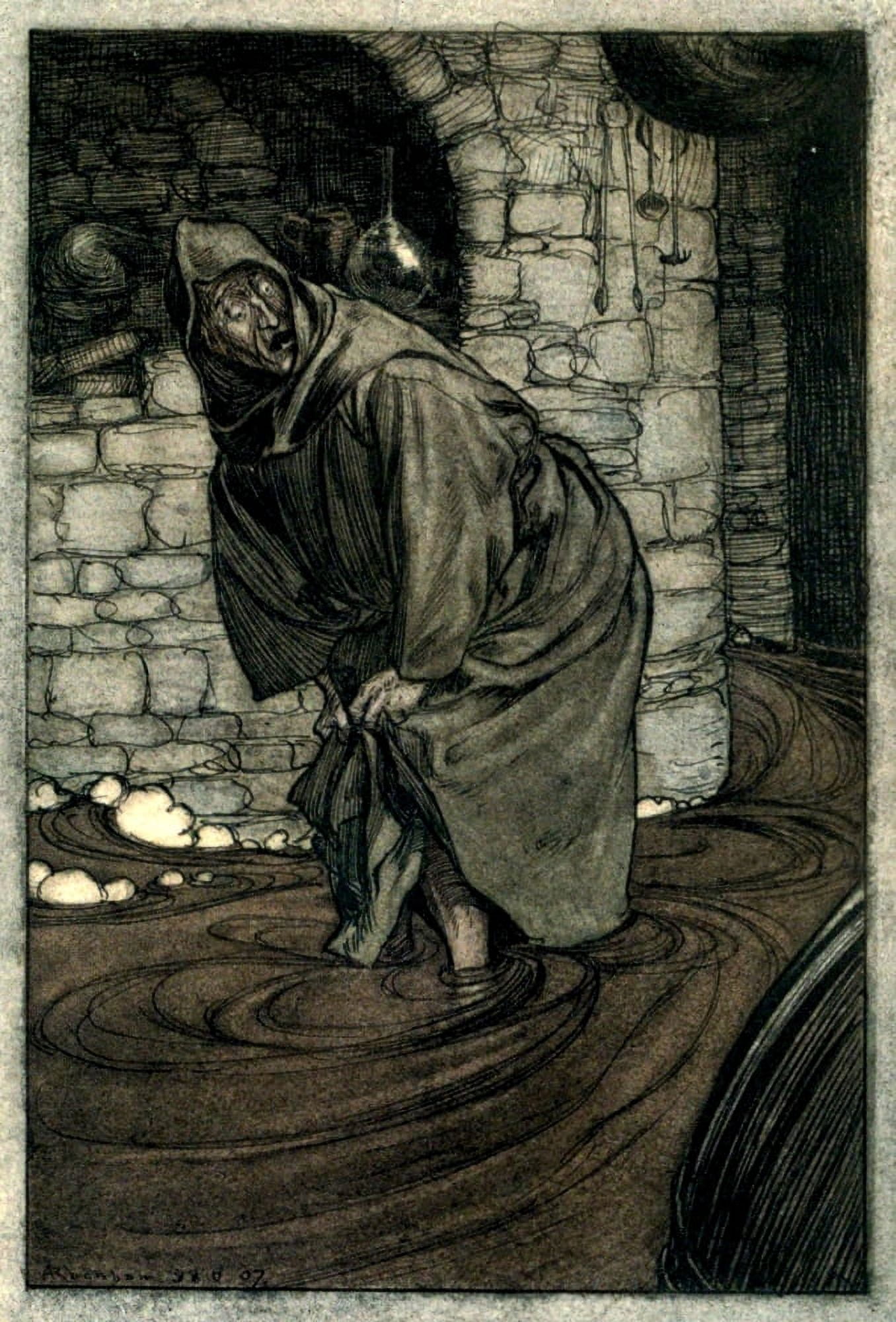 Ingoldsby Legends 1907 Flood of brown stout Canvas Art - A Rackham (18 x 24)