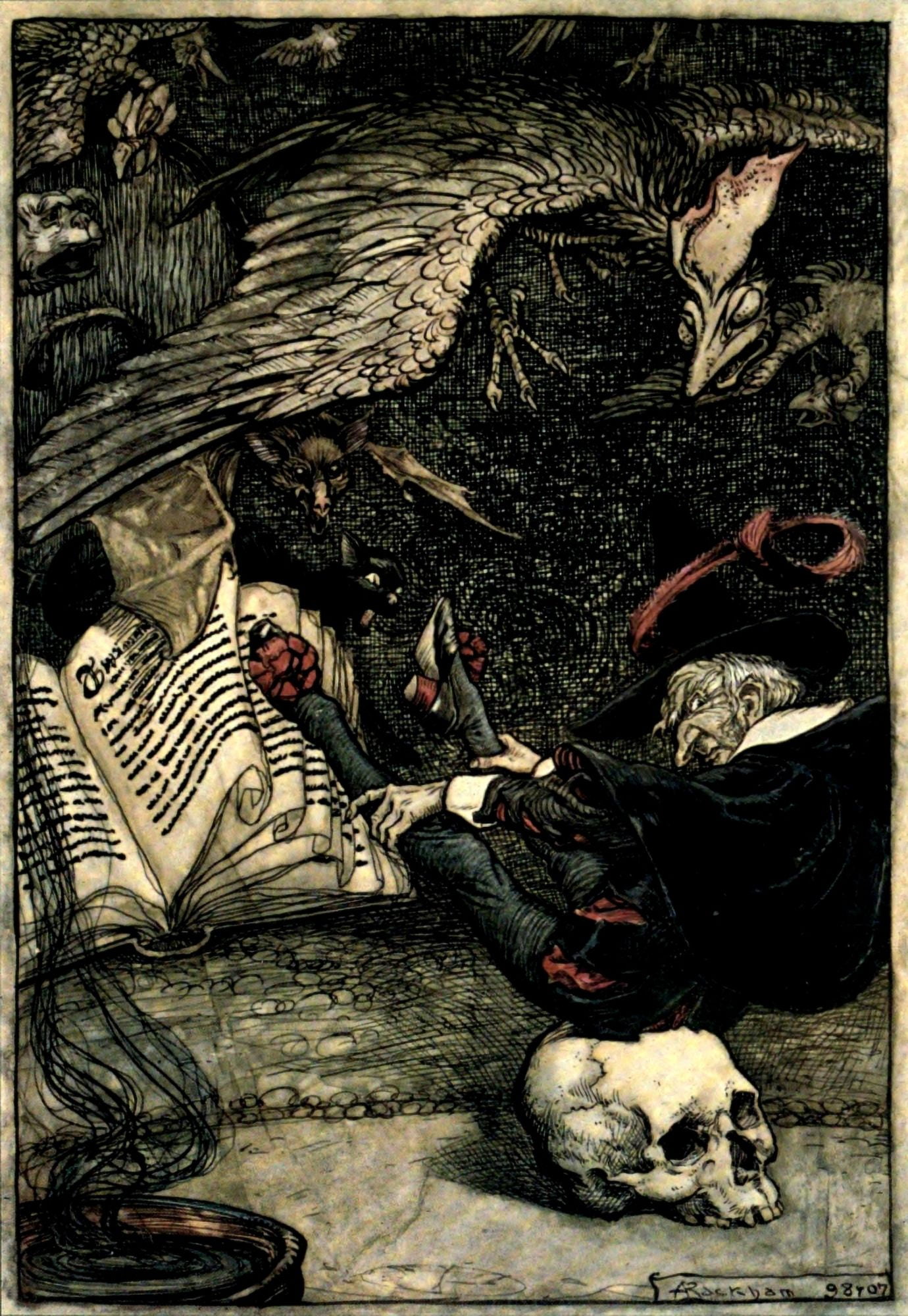 Ingoldsby Legends 1907 Upon large skull Canvas Art - A Rackham (18 x 24)
