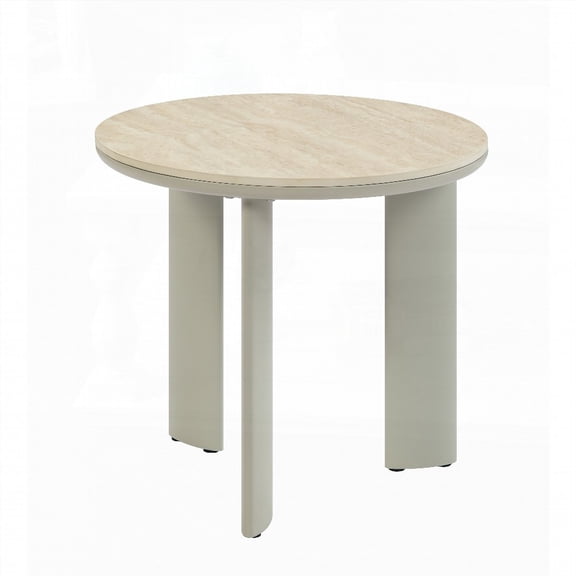 Ingram Ceramic Top & Light Gray Finish End Table for Living Room