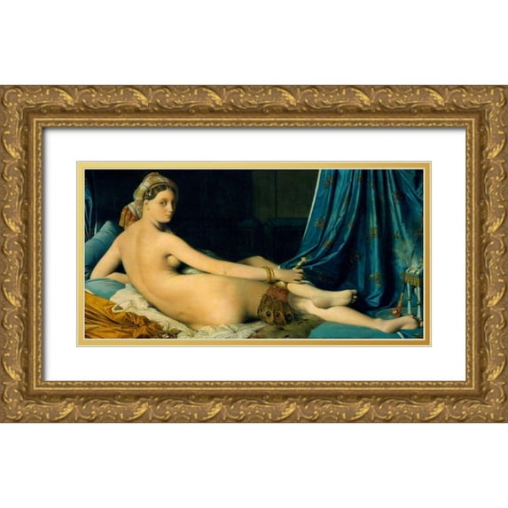 Ingres, Jean-Auguste-Dominique 14x9 Gold Ornate Wood Framed with Double Matting Museum Art Print Titled - Grande Odalisque