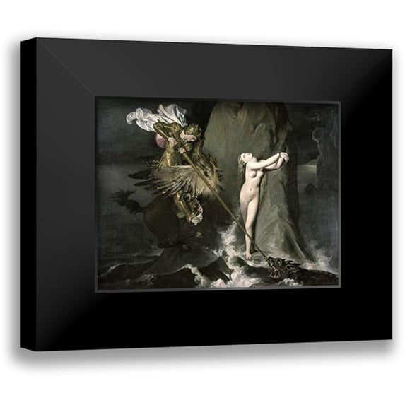 Ingres, Jean Auguste Dominique 18x15 Black Modern Framed Museum Art Print Titled - Angelica Saved by Ruggiero