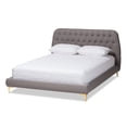 thumbnail image 1 of Baxton Studio Ingrid Glam and Luxe Light Grey Fabric Upholstered Gold Finished Legs Queen Size Platform Bed, 1 of 9