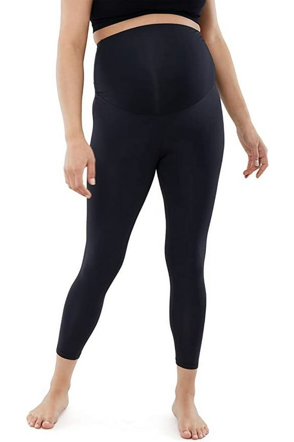 Basics 7/8 Active Maternity Legging with Crossover Panel, Belly Support, Black
