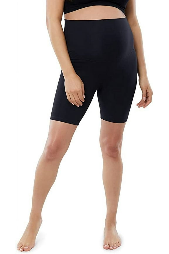 Basics Active Maternity Bike Short, Comfortable, Fold Over Panel, Black