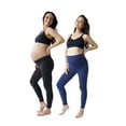 thumbnail image 1 of Ingrid & Isabel Basics Maternity 7/8 Active Leggings with Fold Over Panel, Black/Navy, 2 Pack, 1 of 8