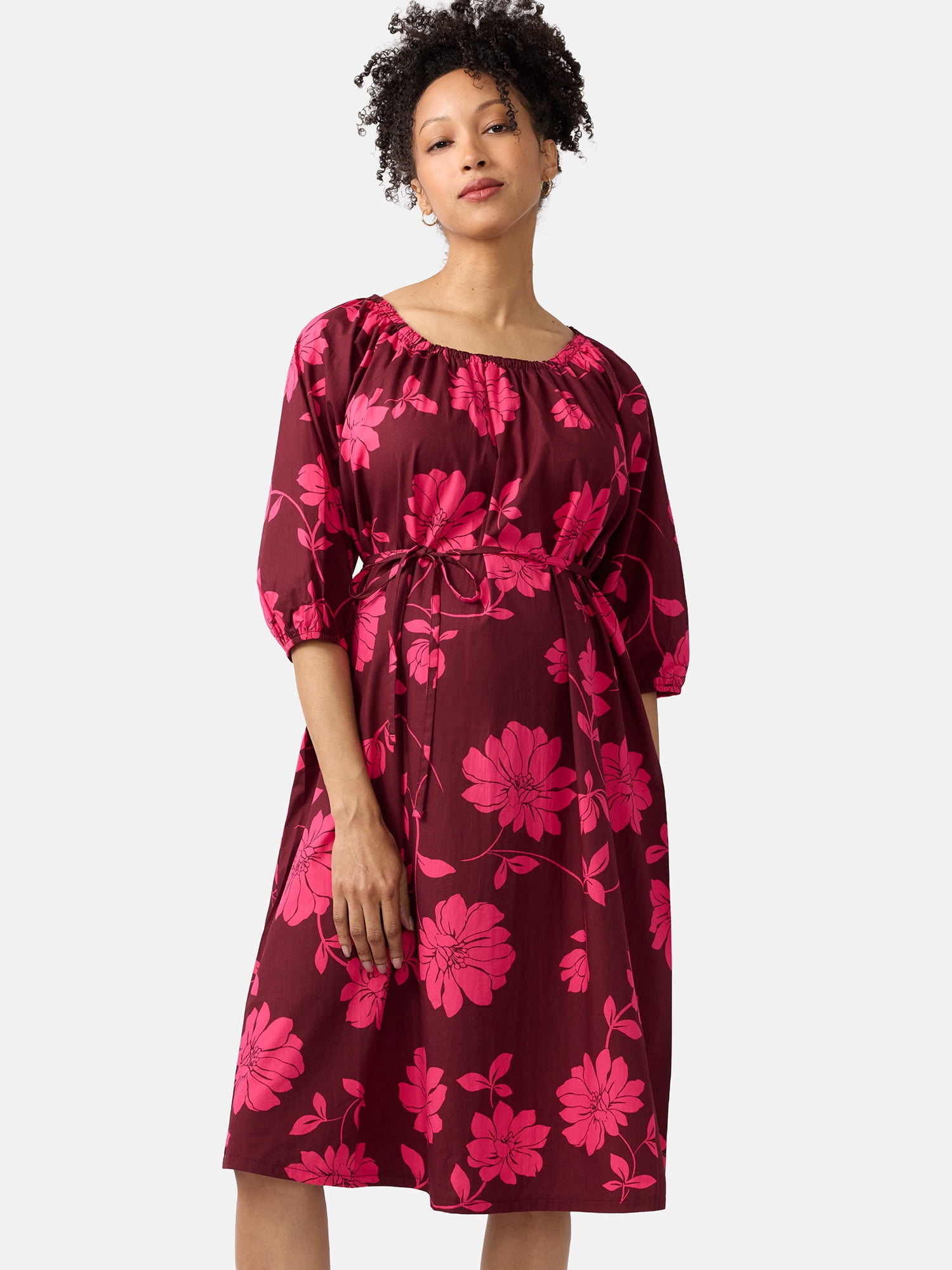 Ingrid & Isabel For Every Belly Women’s Maternity Midi Cotton Dress, Sizes S-XXL