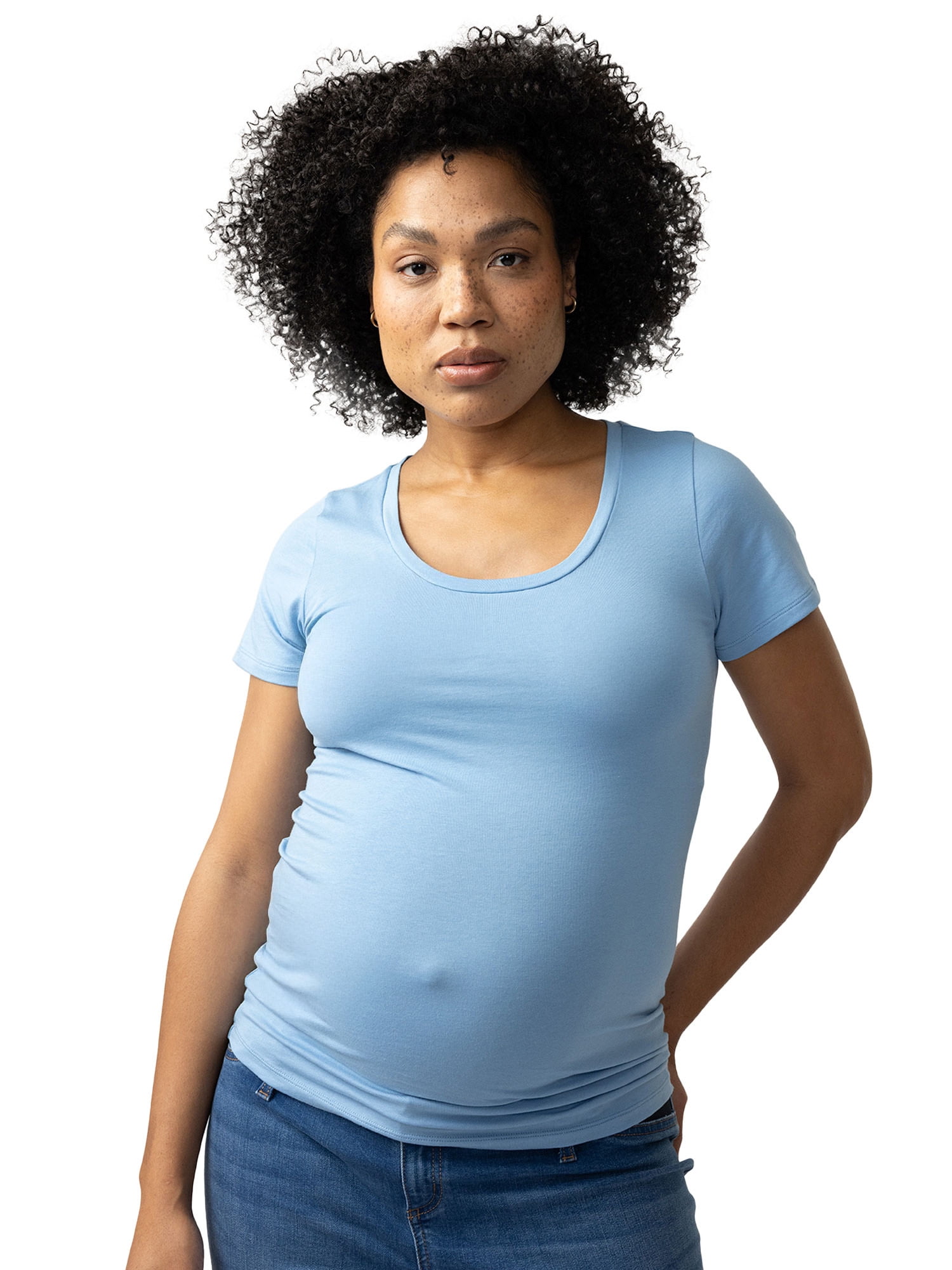Ingrid & Isabel For Every Belly Women's Maternity Short Sleeve Fitted Scoop Tee, Sizes S-XXL