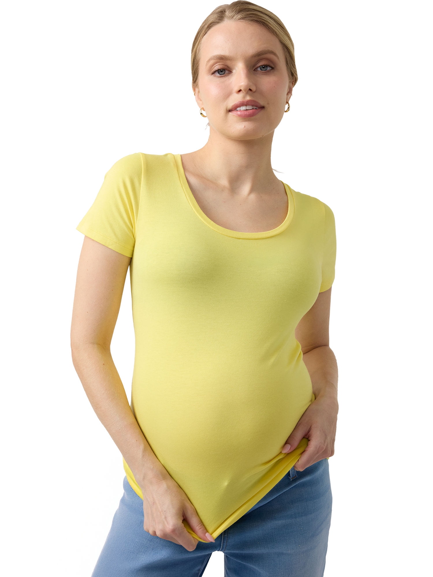Ingrid & Isabel For Every Belly Women's Maternity Short Sleeve Fitted Scoop Tee, Sizes S-XXL