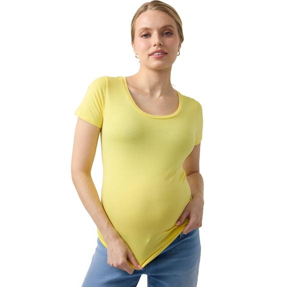 Ingrid & Isabel For Every Belly Women's Maternity Short Sleeve Fitted Scoop Tee, Sizes S-XXL