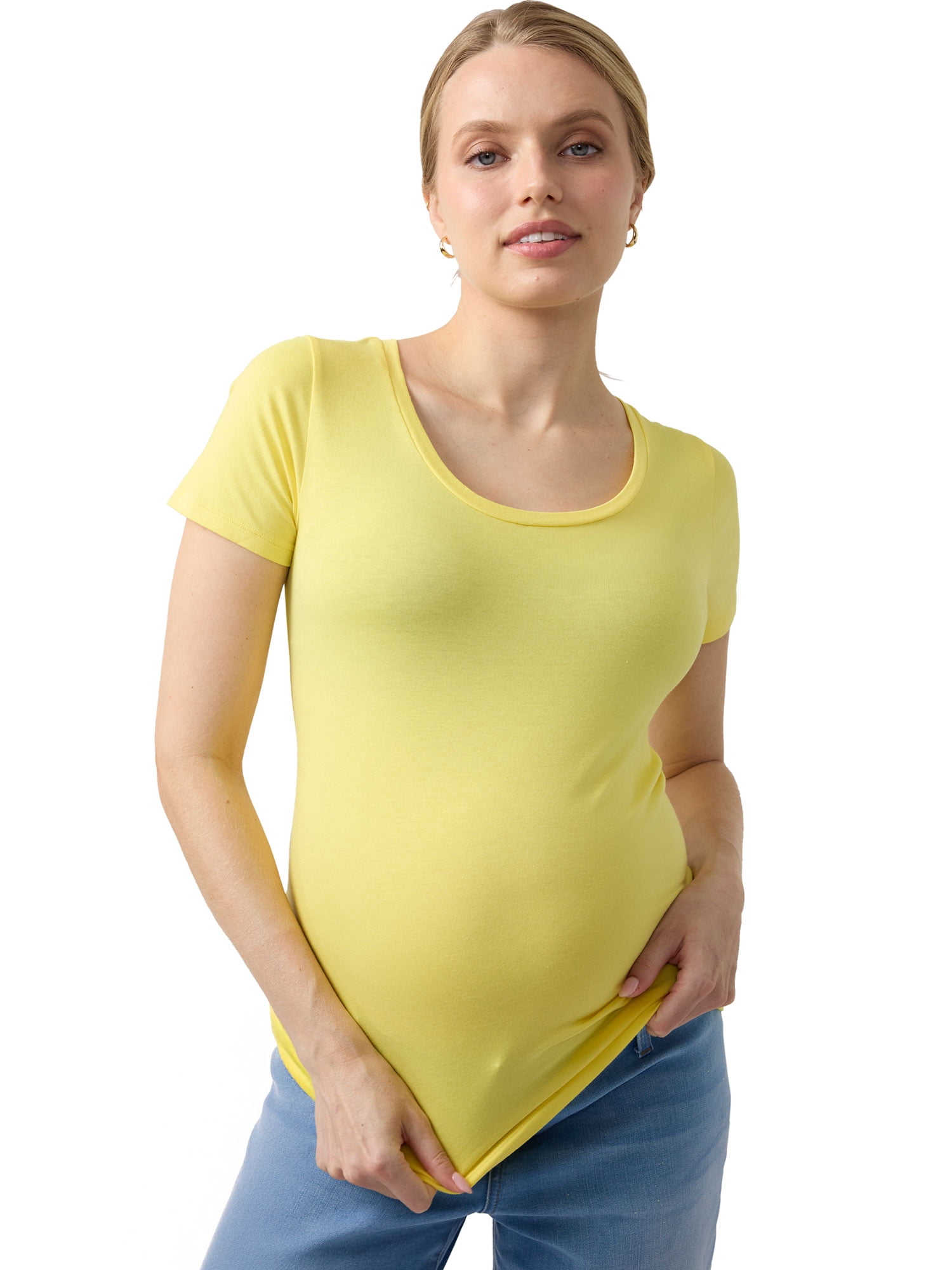 Ingrid & Isabel For Every Belly Women's Maternity Short Sleeve Fitted Scoop Tee, Sizes S-XXL