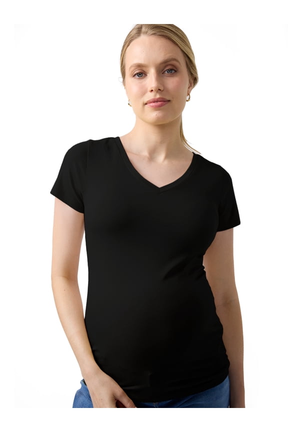 Maternity Fitted V-Neck Tee, Sizes S-XXL