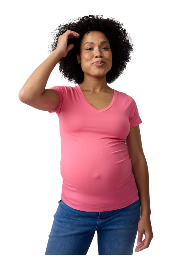 Maternity Fitted V-Neck Tee, Sizes S-XXL