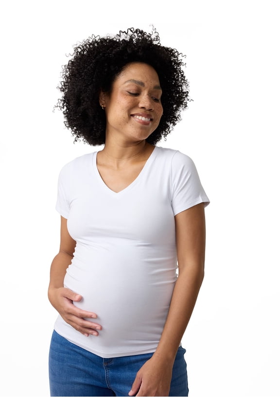 Maternity Fitted V-Neck Tee, Sizes S-XXL