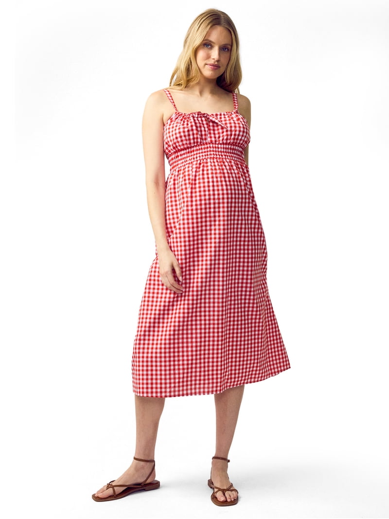 Ingrid & Isabel For Every Belly Women's Maternity Gingham Woven Dress, Size S-xxl, Red