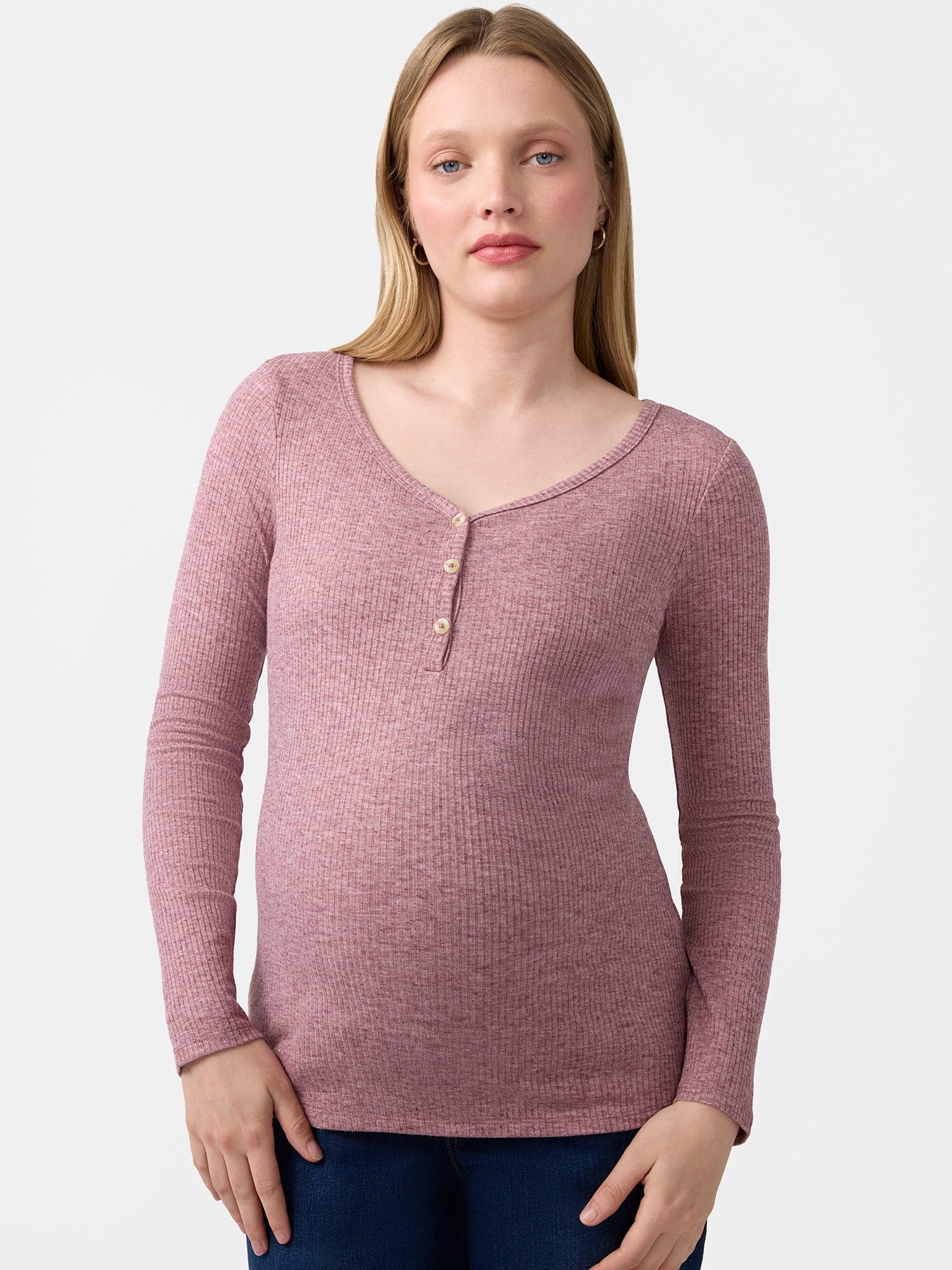 Ingrid & Isabel For Every Belly Women's Maternity Henley Shirt, Sizes S-XXL
