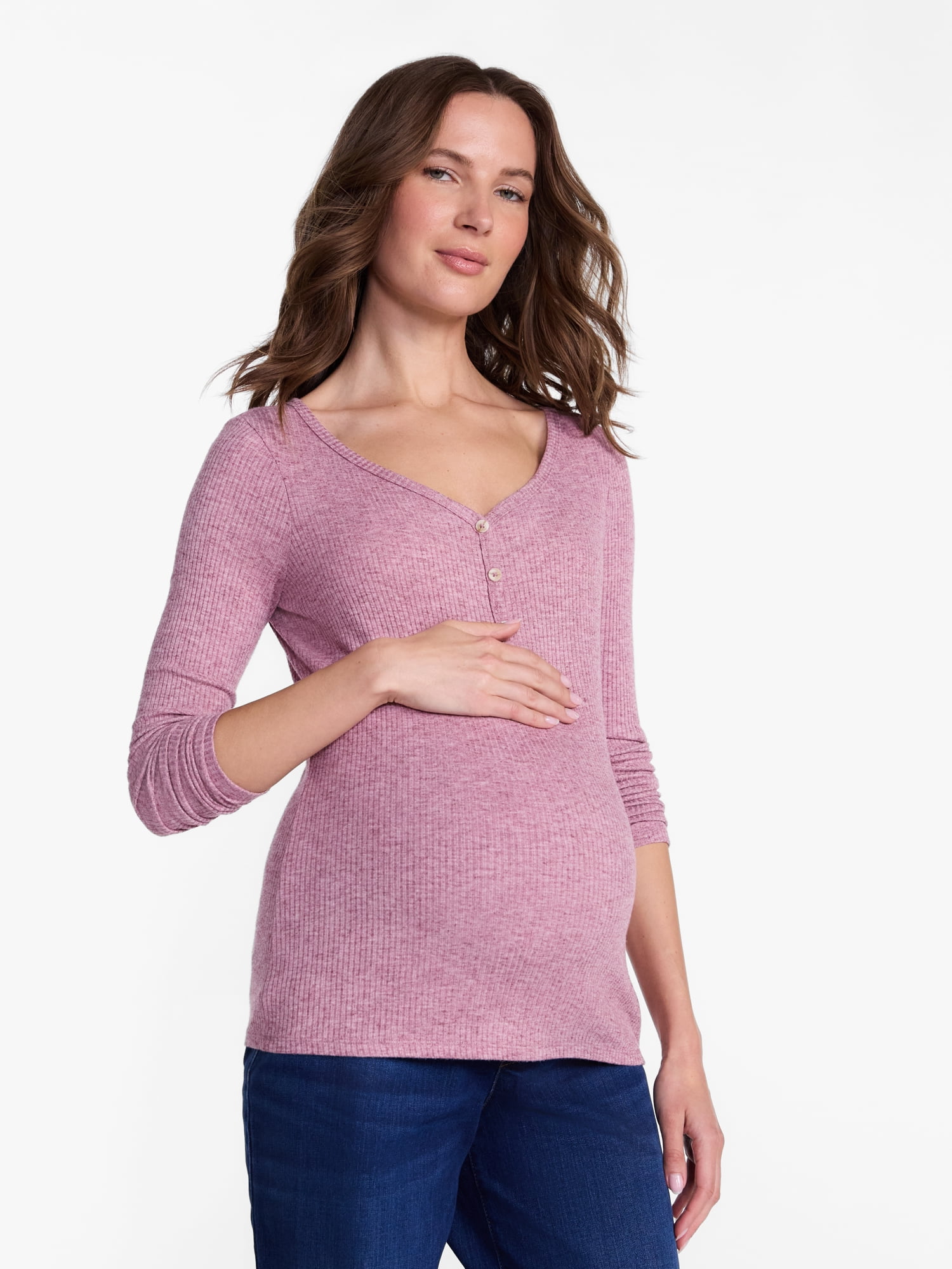 Ingrid & Isabel For Every Belly Women's Maternity Henley Shirt, Sizes S-XXL