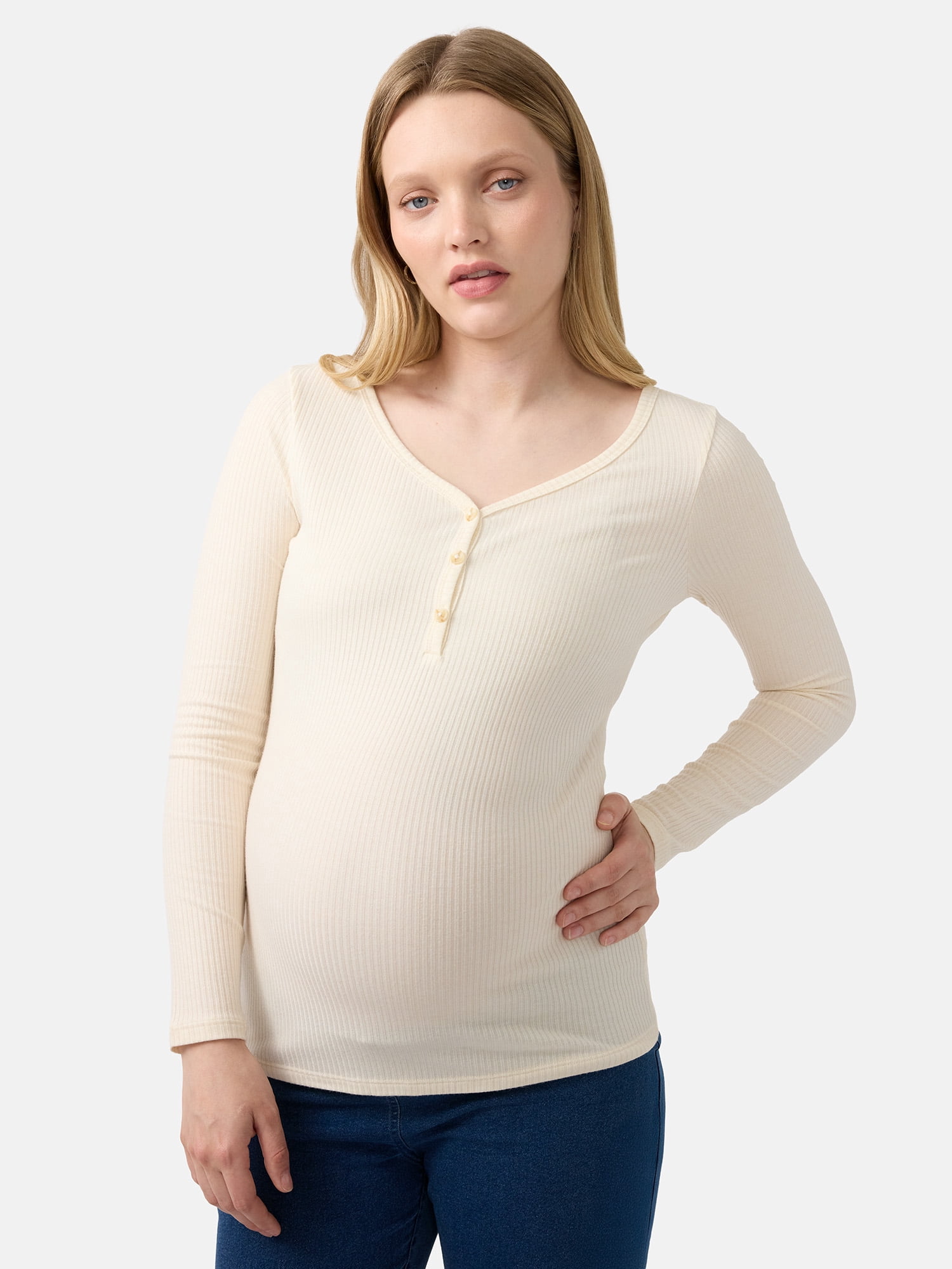 Ingrid & Isabel For Every Belly Women's Maternity Henley Shirt, Sizes S-XXL