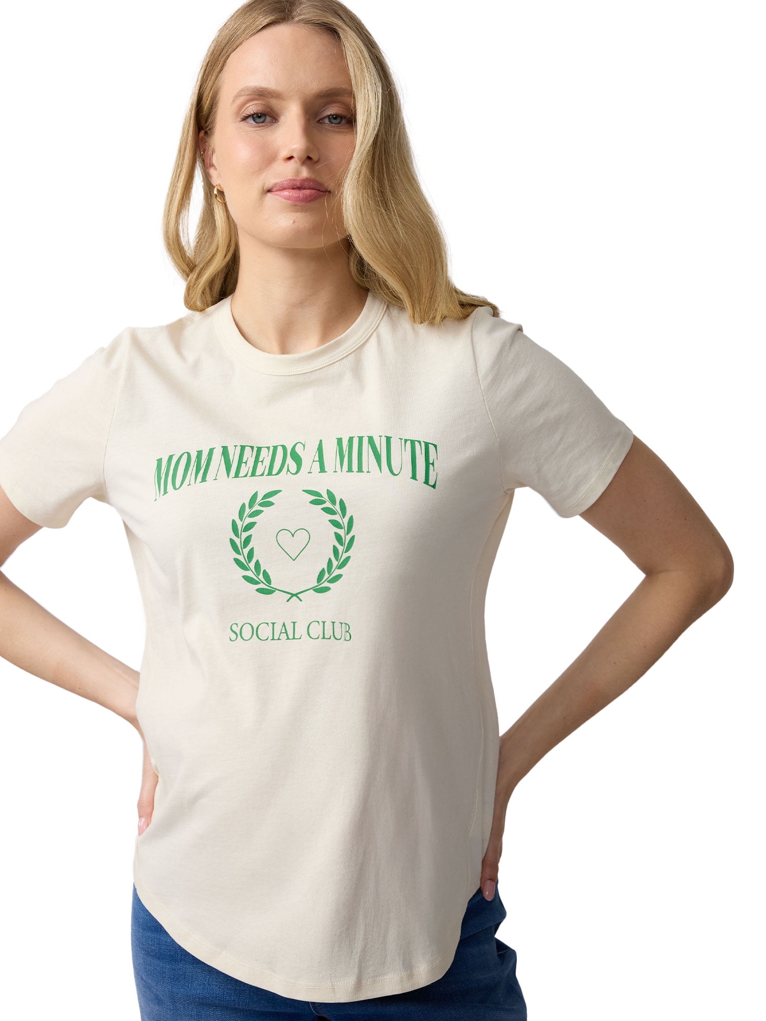 Ingrid & Isabel For Every Belly Women's Maternity Short Sleeve Relaxed Crew Graphic Tee, Sizes S-XXL