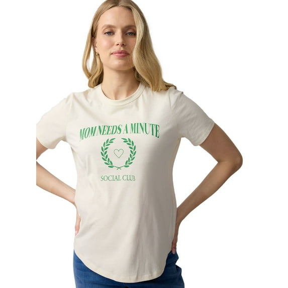 Ingrid & Isabel For Every Belly Women's Maternity Short Sleeve Relaxed Crew Graphic Tee, Sizes S-XXL