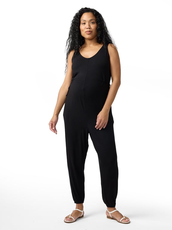 Women's Maternity Sleeveless Knit Leisure Jumpsuit, Sizes S-XXL