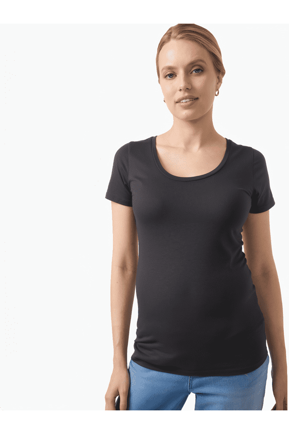 Women's Maternity Short Sleeve Fitted Scoop Tee, Sizes S-XXL