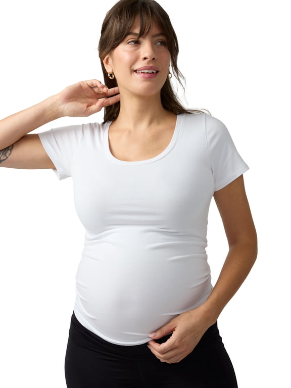 Women's Maternity Short Sleeve Fitted Scoop Tee, Sizes S-XXL
