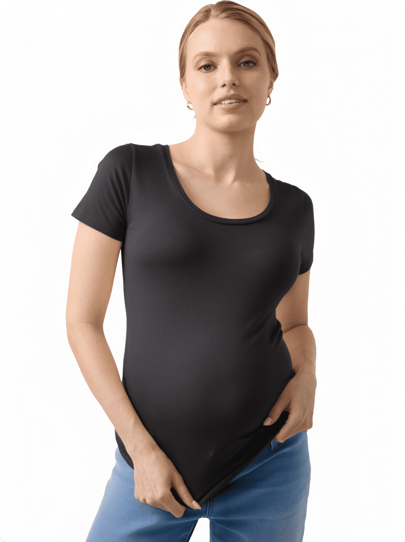 Ingrid & Isabel For Every Belly Women's Maternity Short Sleeve Fitted Scoop Tee, Sizes S-XXL