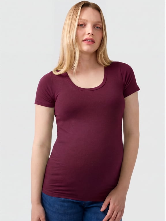 Women’s Maternity Fitted Scoop Tee, Sizes S-XXL
