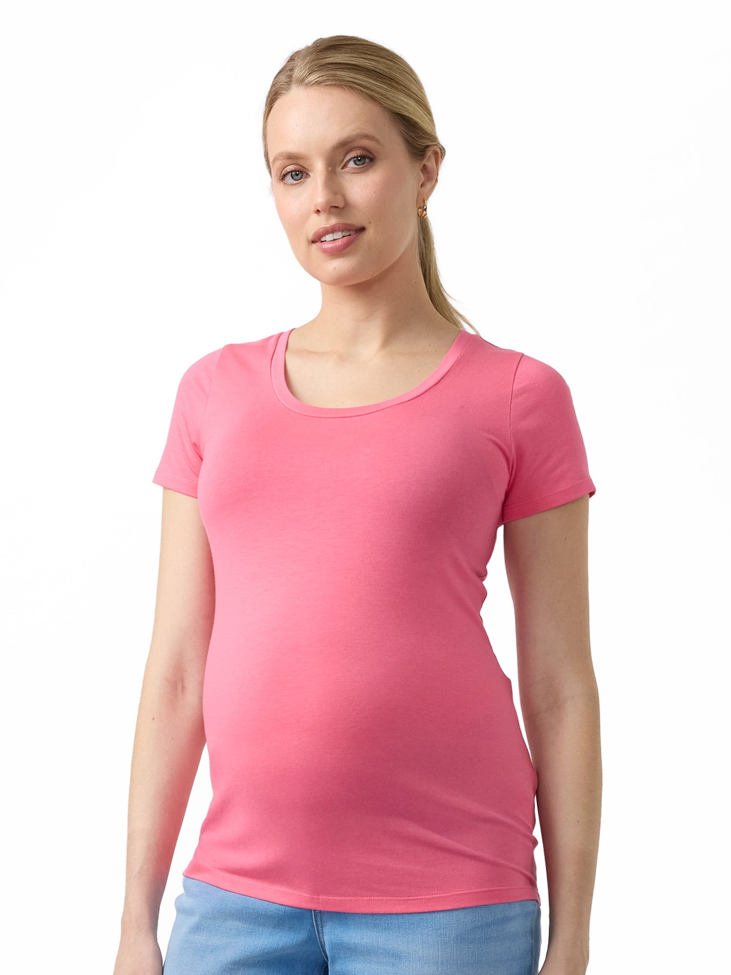 Ingrid & Isabel For Every Belly Women's Maternity Short Sleeve Fitted Scoop Tee, Sizes S-XXL