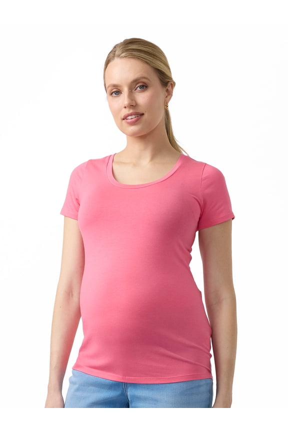 Women's Maternity Short Sleeve Fitted Scoop Tee, Sizes S-XXL