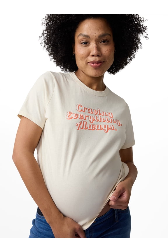 Women's Maternity Short Sleeve Relaxed Crew Graphic Tee, Sizes S-XXL