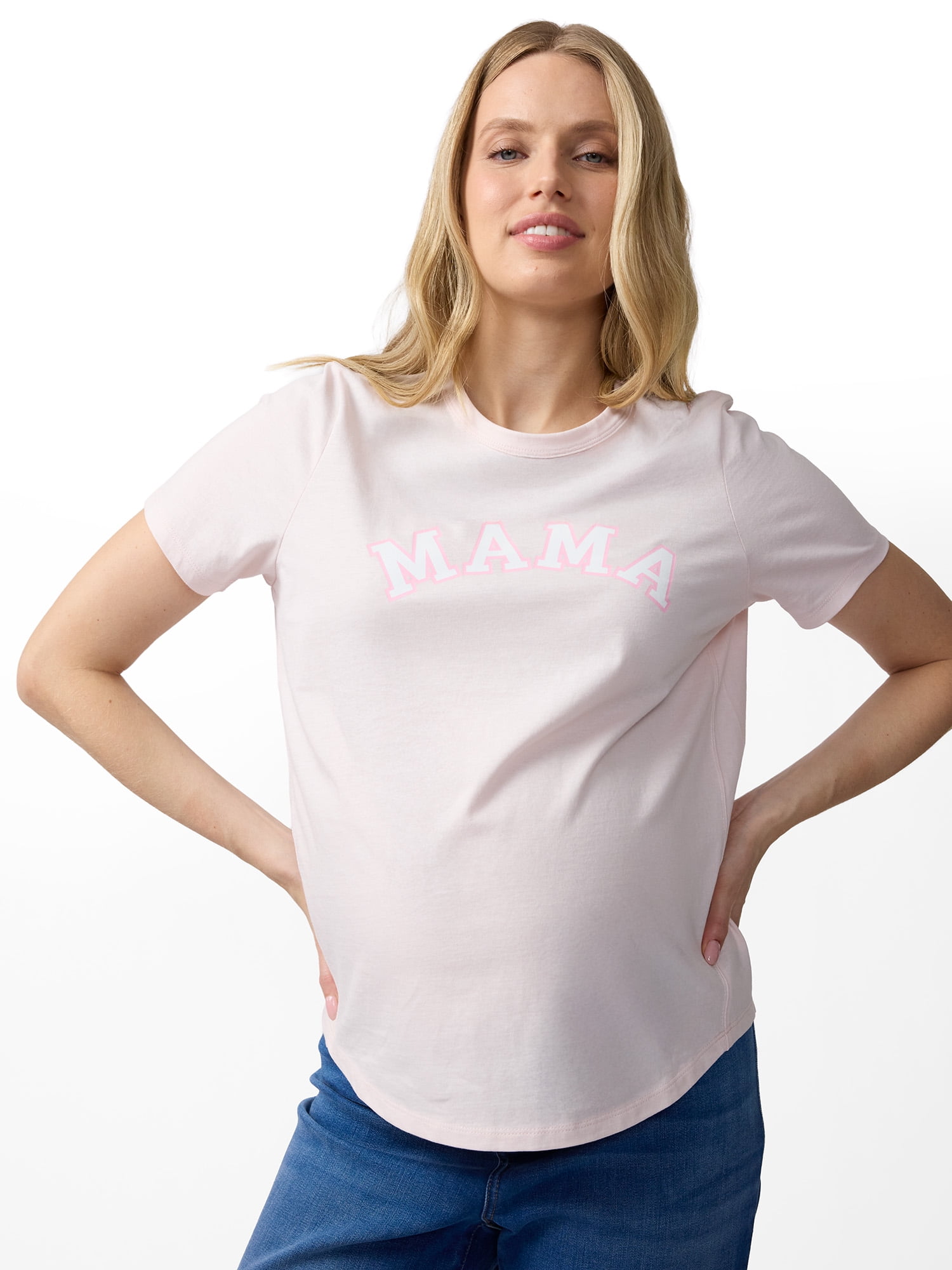 Women's Maternity Short Sleeve Relaxed Crew Graphic Tee, Sizes S-XXL