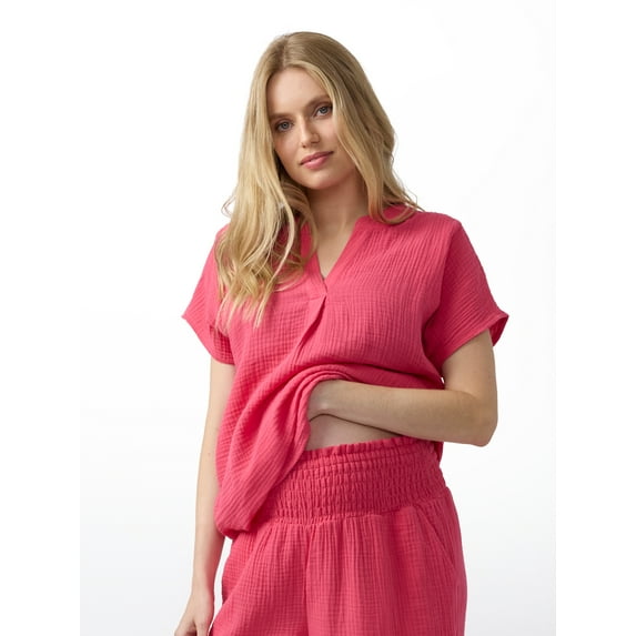 Ingrid & Isabel For Every Belly Women's Maternity Short Sleeve Gauze Top, Sizes S-XXL