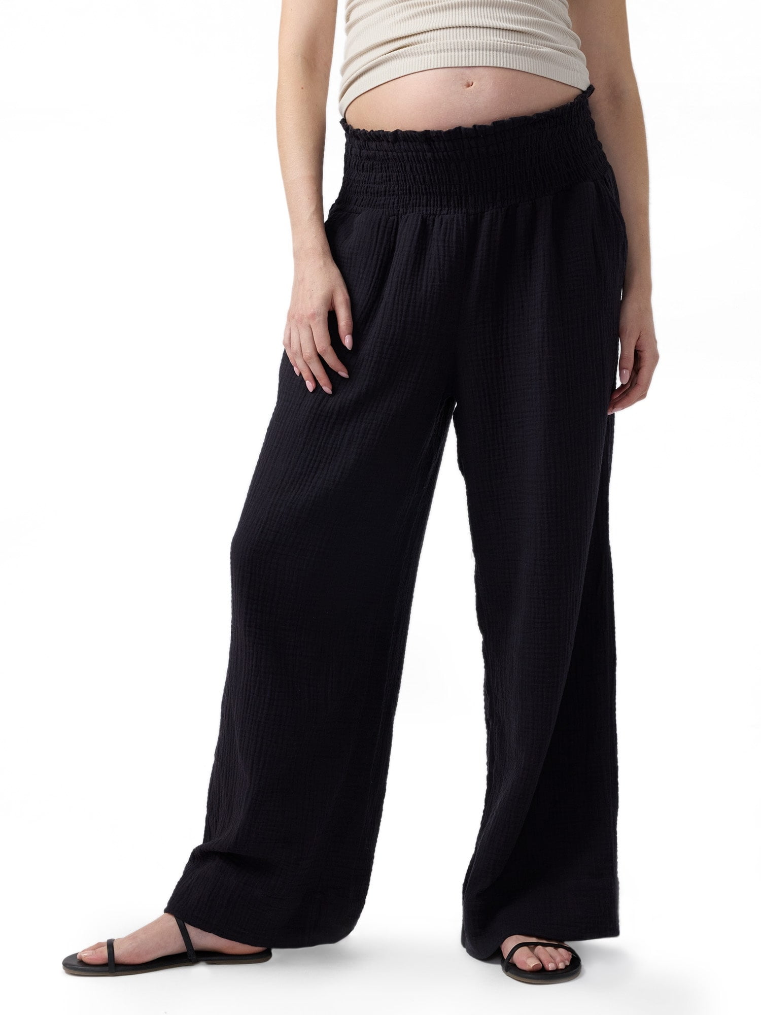 Ingrid & Isabel For Every Belly Women's Maternity Wide Leg Gauze Pant, Sizes XS-XXL