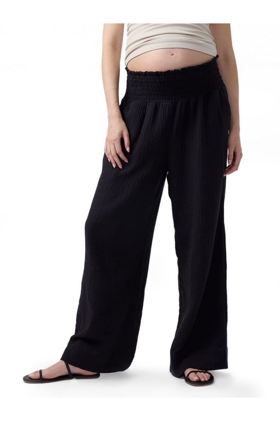 Women's Maternity Wide Leg Gauze Pant, Sizes XS-XXL