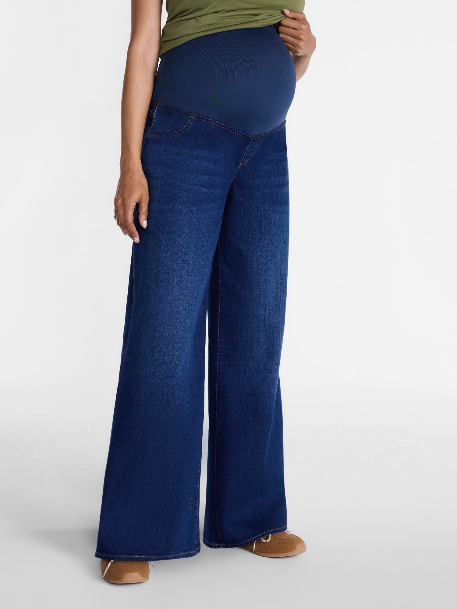 Ingrid & Isabel For Every Belly Women’s Maternity Wide Leg Jeans, 30'' Inseam, Sizes S-XXL