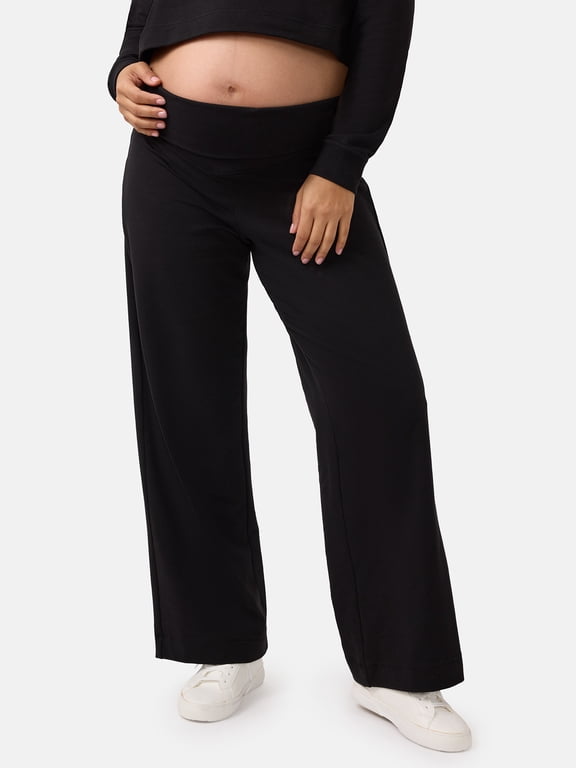 Women's Maternity Wide Leg Knit Pants, Sizes S-XXL