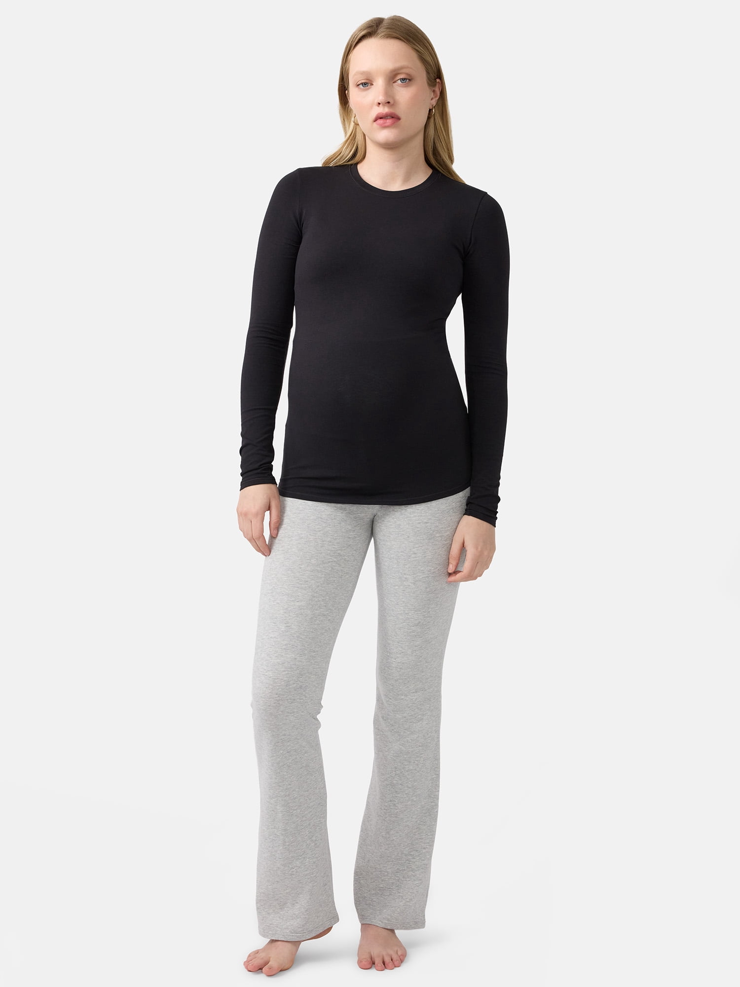 Ingrid & Isabel For Every Belly Women's Maternity Cotton Stretch Jersey Long Sleeve T-Shirt, Sizes S-XXXL