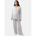 thumbnail image 1 of Ingrid & Isabel For Every Belly Women's Maternity Long Sleeve Button Down Shirt & Open Leg Pajama Set, Sizes S-XXXL, 1 of 12