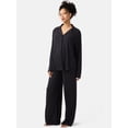 thumbnail image 1 of Ingrid & Isabel For Every Belly Women's Maternity Long Sleeve Button Down Shirt & Open Leg Pajama Set, Sizes S-XXXL, 1 of 11