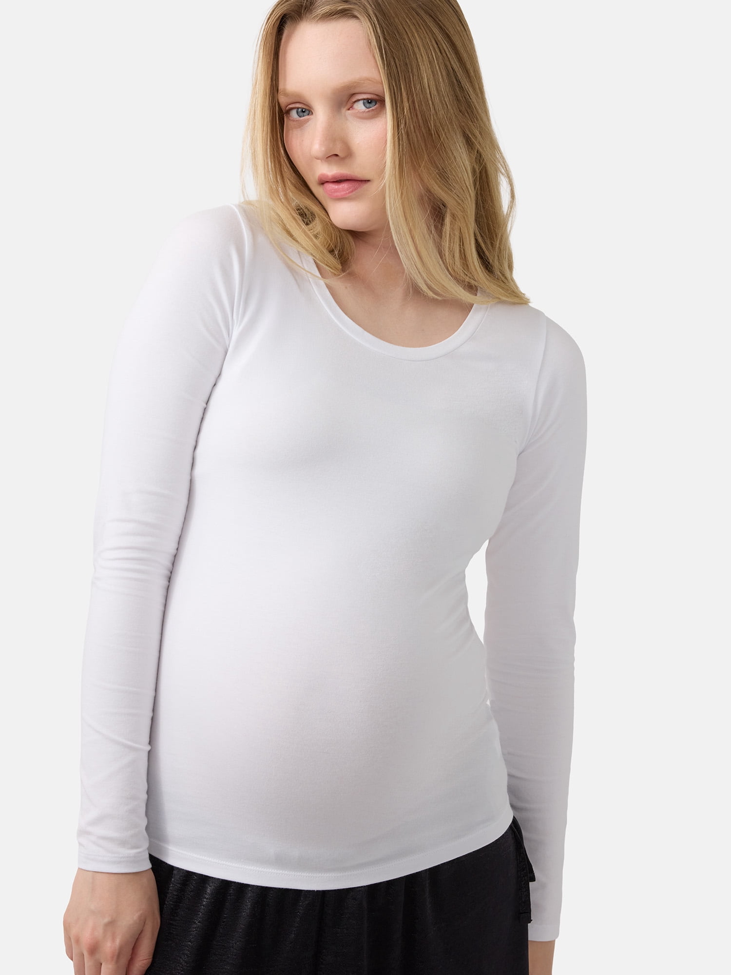 Ingrid & Isabel For Every Belly Women's Maternity Scoop Tee with Long Sleeves, Sizes S-XXL