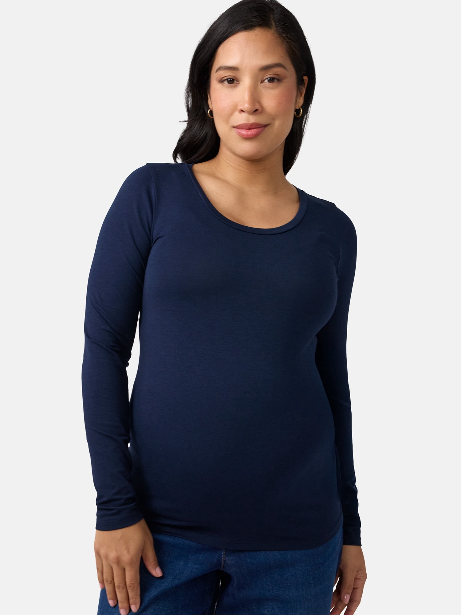 Ingrid & Isabel For Every Belly Women's Maternity Scoop Tee with Long Sleeves, Sizes S-XXL