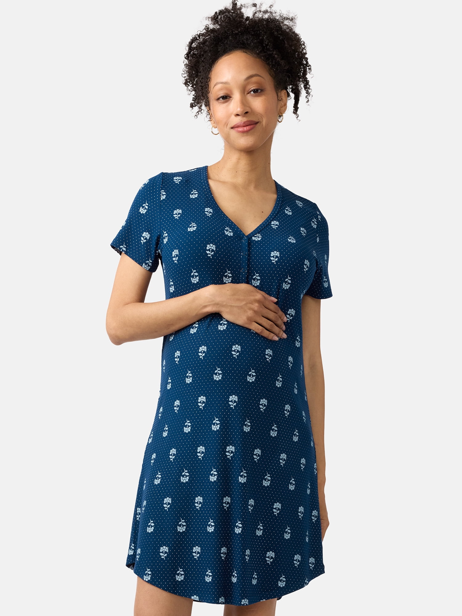 Ingrid & Isabel For Every Belly Women's Maternity Ribbed Henley T-Shirt Dress, Sizes S-XXXL