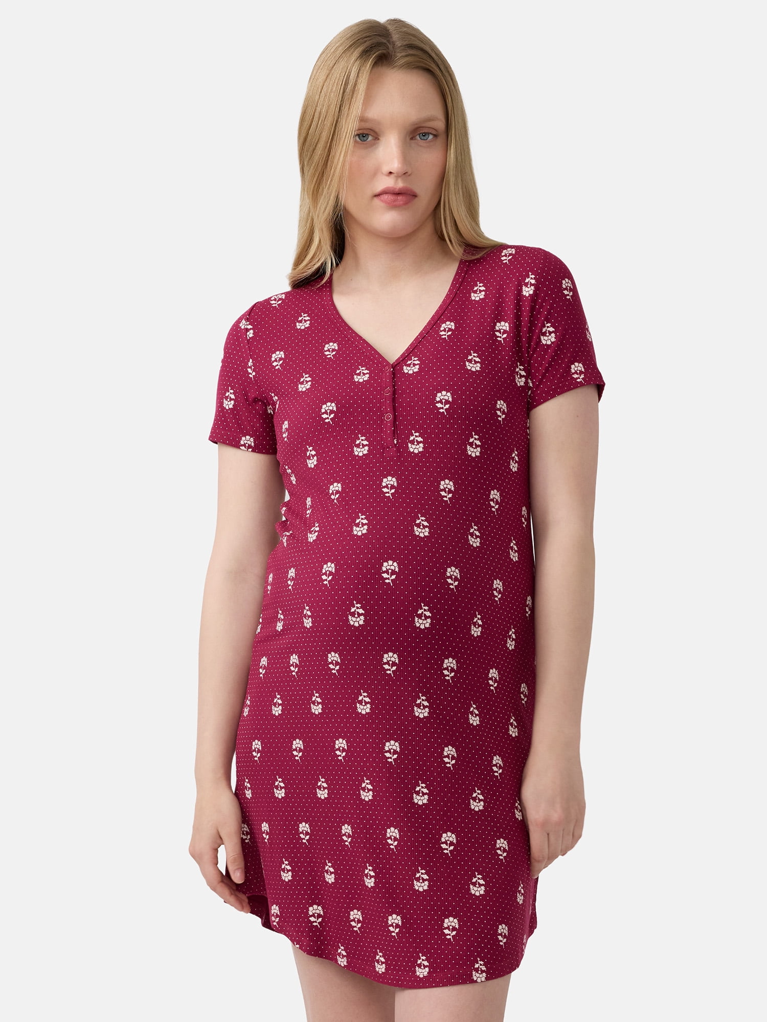 Ingrid & Isabel For Every Belly Women's Maternity Ribbed Henley T-Shirt Dress, Sizes S-XXXL